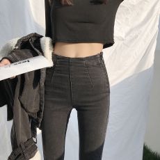 批发酷辣复古高腰显腿长修身显瘦百搭牛仔裤<b class='q'>铅笔裤</b>女