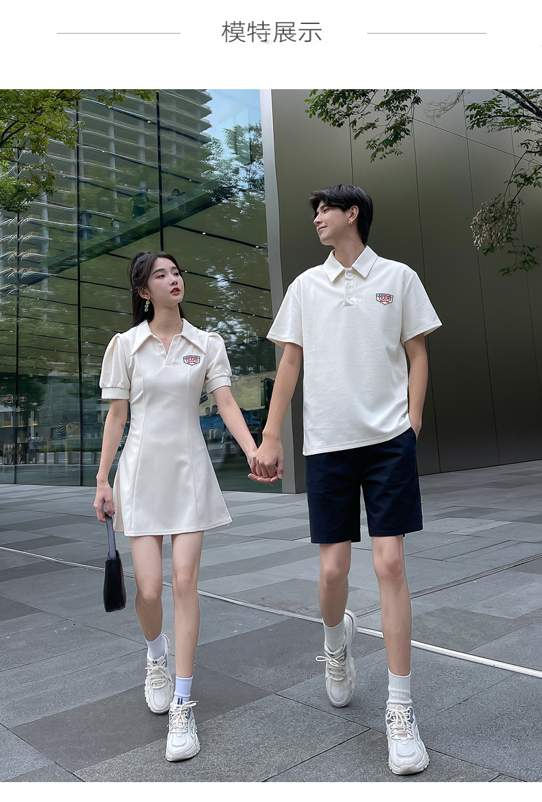 实拍2022情侣装美式辣妹bi备学院风纯欲风polo领收腰连衣裙