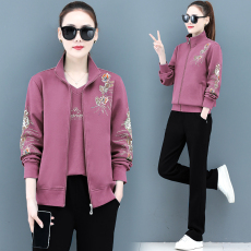 批发中年妈妈春装外套洋气大码春季上衣三件套<b class='q'>中老年</b>春秋运动服套装女