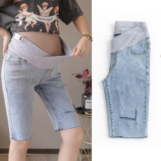 批发孕妇裤夏季薄款时尚<b class='q'>打底裤</b>夏装低腰短裤女夏外穿<b class='q'>破洞</b>牛仔裤
