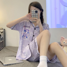 批发伐发+V 15382908072 实拍 2022年夏季牛奶丝开衫两件套家居服