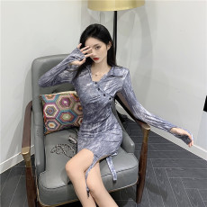 批发实拍时尚显瘦露腰<b class='q'>衬衣</b>连衣裙