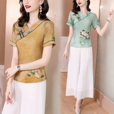 批发2022年唐装上衣<b class='q'>旗袍</b>套装改良复古民国中国风气质<b class='q'>上海</b>性感优雅