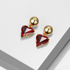 批发<b class='q'>实拍</b>日韩百搭爱心红色宝石珍珠金球耳钉 超仙少女ins耳环