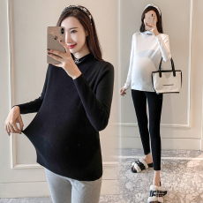 批发实拍秋冬新款孕妇<b class='q'>百搭</b>套装打底衫针织半高领孕妇上衣
