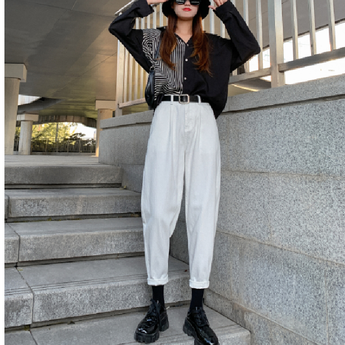 爆款模特第二套图白色裤子老爹裤纯棉休闲裤大图在qq群文件