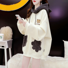 批发官图（双帽<b class='q'>婴儿</b>绒一体绒）加绒加厚<b class='q'>卫衣</b>女羊羔毛大码女装外套
