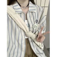 批发配<b class='q'>饰品</b>【<b class='q'>衬衫</b>官方】夏季日系复古短袖<b class='q'>衬衣</b>女宽松条纹上衣别致