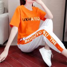 批发仿棉韩版新款夏装运动服女2026时尚休闲<b class='q'>大码</b>宽松显瘦运动服二件套