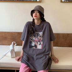 批发200克纯棉美式复古ins炸街短袖<b class='q'>T</b><b class='q'>恤</b>女宽松夏季潮<b class='q'>嘻哈</b>半袖情侣