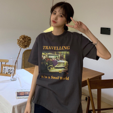 批发200克纯棉美式<b class='q'>嘻哈</b>短袖<b class='q'>t</b><b class='q'>恤</b>女夏宽松ins复古oversize上衣半袖