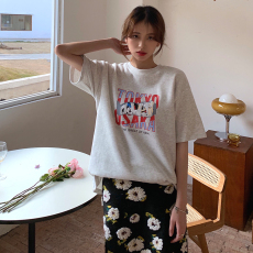 批发200克纯棉大码韩版chic字母印花内搭短袖T恤女<b class='q'>装</b>宽松打底衫潮