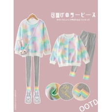 批发女童卫衣套装2023新款春秋季儿童休闲衣服小<b class='q'>女孩</b>洋气时髦大童秋装