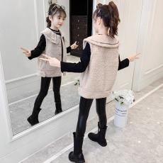 批发羊羔绒复合430克 女童马甲2023秋新款女大童外穿洋气时髦坎肩外套