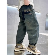 批发儿童装男童春装裤子春秋款2024新款中大童春季男孩牛仔裤休闲长裤
