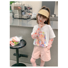 批发纯棉~<b class='q'>儿童</b>上衣夏季新款女童防晒t恤假两件冰袖夏装女孩防蚊T