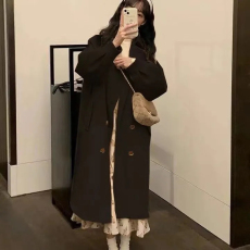 批发毛呢外套女中长款2026秋冬新款学院风<b class='q'>韩版</b>小个子宽松加厚呢子大衣