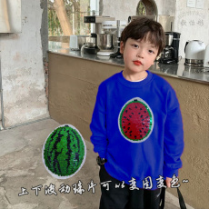 批发【纯棉华棉320g】男<b class='q'>女童</b>翻转亮<b class='q'>变色</b>西瓜卫衣春秋装韩版潮流儿童上衣