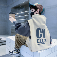 批发<b class='q'>男童</b><b class='q'>春</b>秋装卫衣2024新款洋气儿童秋款时髦帅酷<b class='q'>马甲</b>配卫衣两件套潮