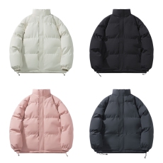 批发【光版 门襟拉链棉服】男女同款纯色棉服加厚棉袄情侣棉衣外套