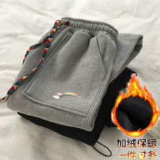 批发408#休闲裤女秋冬加绒加厚潮<b class='q'>哈伦裤</b>高腰宽松运动裤长裤 去淘宝购