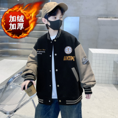 批发儿童装男童加绒加厚冬装棒球服外套2025秋冬款新款帅洋气中大童潮