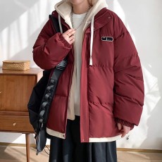 批发【官图】假两件棉服男冬季美式潮牌加厚连帽棉衣情侣保暖外套