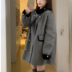 批发法式小众设计感宽松显瘦毛呢<b class='q'>外套</b>秋冬新款气质加厚保暖呢子<b class='q'>大衣</b>女