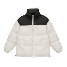 批发百搭宽松双拼色可印花立领棉衣秋冬季光版加厚棉服面包服外套