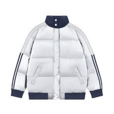 批发三条杆防寒保暖面包服秋冬季加厚立领光版棉衣棉服空白外套