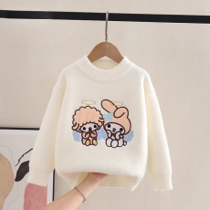 批发女童毛衣秋<b class='q'>冬</b>新款圆领针织衫保暖儿童毛衣圆领上衣中童洋气百搭