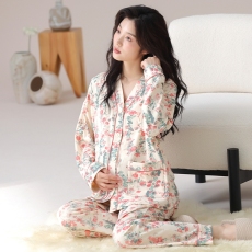 批发女睡衣月子服长袖春季产后孕妇家居服喂奶妈妈哺乳套装仿棉春秋季