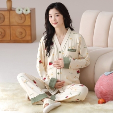 批发女睡衣月子服长袖春季产后孕妇家居服喂奶妈妈哺乳套装仿棉春秋季