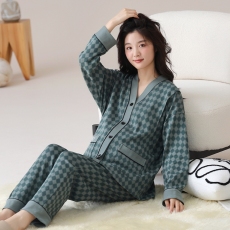 批发女睡衣月子服长袖春季产后孕妇家居服喂奶妈妈哺乳套装仿棉春秋季