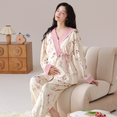 批发女睡衣月子服长袖春季产后孕妇家居服喂奶妈妈哺乳套装仿棉春秋季