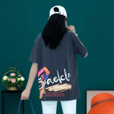 批发纯棉圆领2026新款创意手绘卡通<b class='q'>动物</b>潮牌宽松大版纯棉<b class='q'>t</b><b class='q'>恤</b>短袖上衣