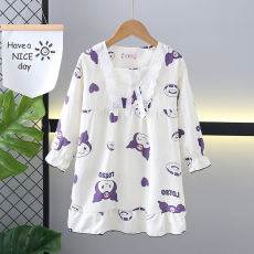 批发俏得美(241批)春季泡泡棉蕾丝花边方领儿童装女童长袖睡裙家居服