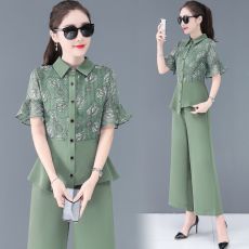 批发<b class='q'>阔腿裤</b>套装小个子2026年新款女装夏季气质女士夏装时尚雪纺两件套