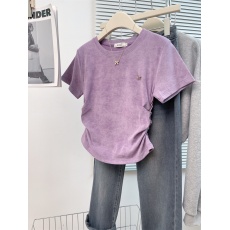 批发【原版广州面料 纯棉 带<b class='q'>饰品</b>】4色扎染<b class='q'>短袖</b>T恤辣妹甜美正肩上衣