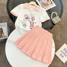 批发女<b class='q'>童</b><b class='q'>套装</b><b class='q'>夏</b>季2026新款儿<b class='q'>童</b>休闲两件套小女孩短袖裤子卡通百褶裙子