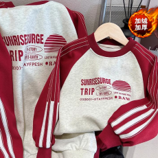 批发<b class='q'>亲子装</b>一家三口秋冬款加绒卫衣***高端洋气<b class='q'>母女</b>装幼儿园活动班服