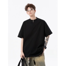 批发【官图 270G曼巴棉】美式半拉链短袖t恤男夏季潮牌高级感半袖