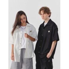 批发【官图】小众解构压褶设计感衬衫男女夏季短袖潮牌美式半截袖