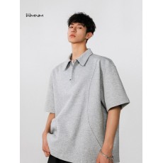 批发【官图】美式重磅解构polo短袖t恤男夏季痞帅宽松休闲翻领半袖