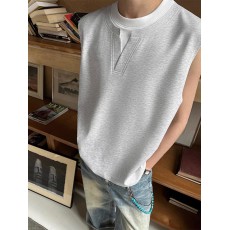 批发【官图 270G太空棉 50%棉50%涤】假两件撞色拼接无袖背心坎肩