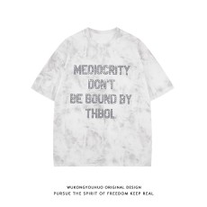 批发【官图】美式高街字母印花扎染T恤男潮牌<b class='q'>嘻哈</b>宽松圆领短袖上衣