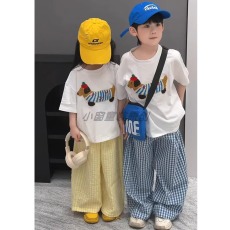 批发韩范痞帅小男童夏季<b class='q'>套装</b>女孩时尚短袖T恤长裤兄妹装<b class='q'>幼儿</b>园姐弟装