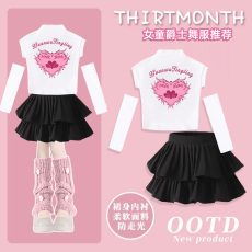 批发<b class='q'>女童</b>表演服 ~<b class='q'>爵士</b>服套装上衣92棉8氨纶 +裙子（有安全裤）