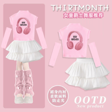 批发<b class='q'>女童</b>表演服 ~<b class='q'>爵士</b>服套装上衣92棉8氨纶 +裙子（有安全裤）