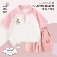 批发<b class='q'>女童</b>插色<b class='q'>Polo</b>领T恤+裤子（洗水布100%棉 ）裙子（有安全裤）+牛仔裤